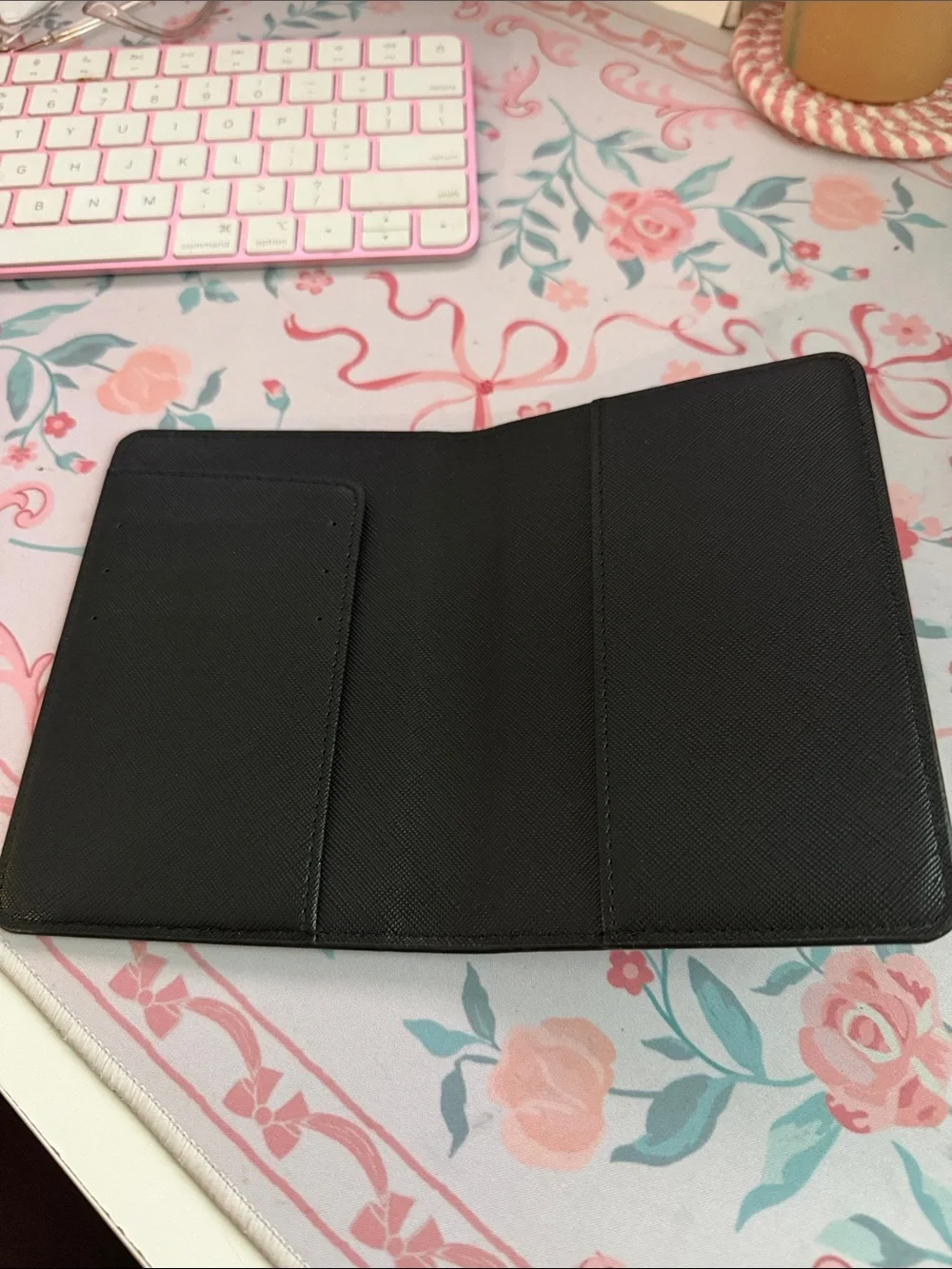 Black Monogrammed Passport Cover Case Synthetic Leather ANTHONY NWOT